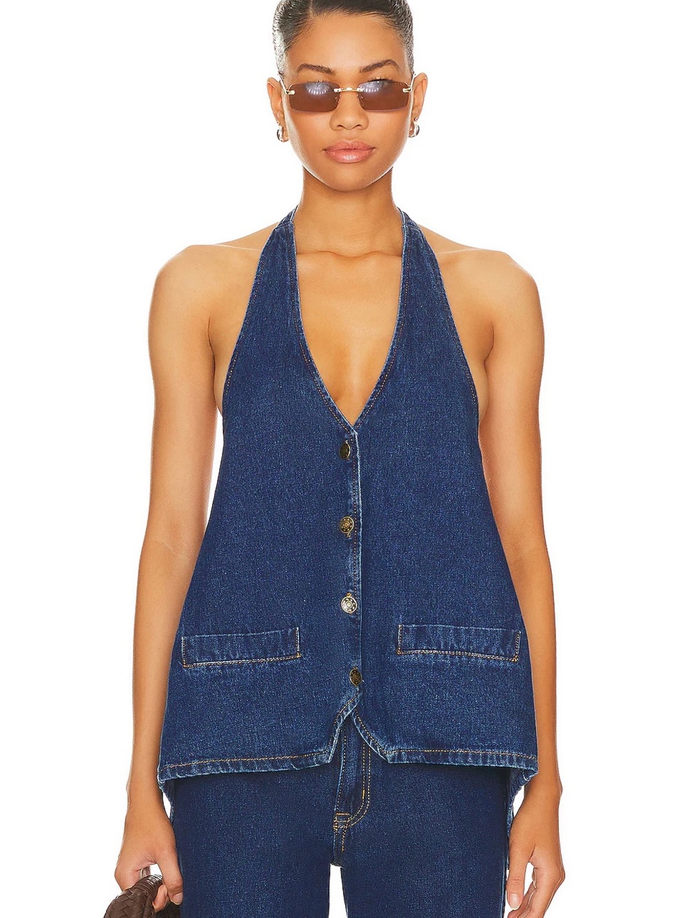 REVOLVE Lioness Dark Blue Denim Halter Vest
